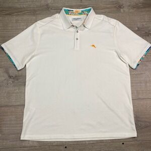 Tommy Bahama Polo Shirt Men's XL IslandZone‎ Performance White Golf Short Sleeve